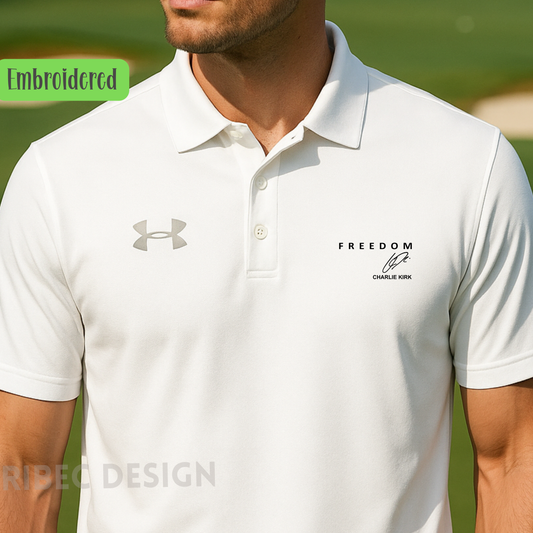 Polo Shirt Embroidered Charlie Kirk Freedom