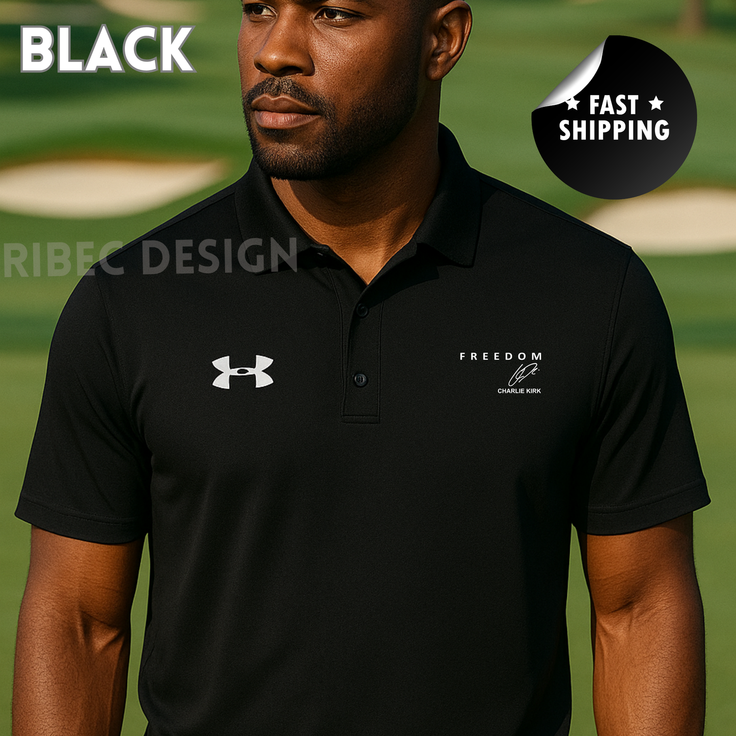 Polo Shirt Embroidered Charlie Kirk Freedom